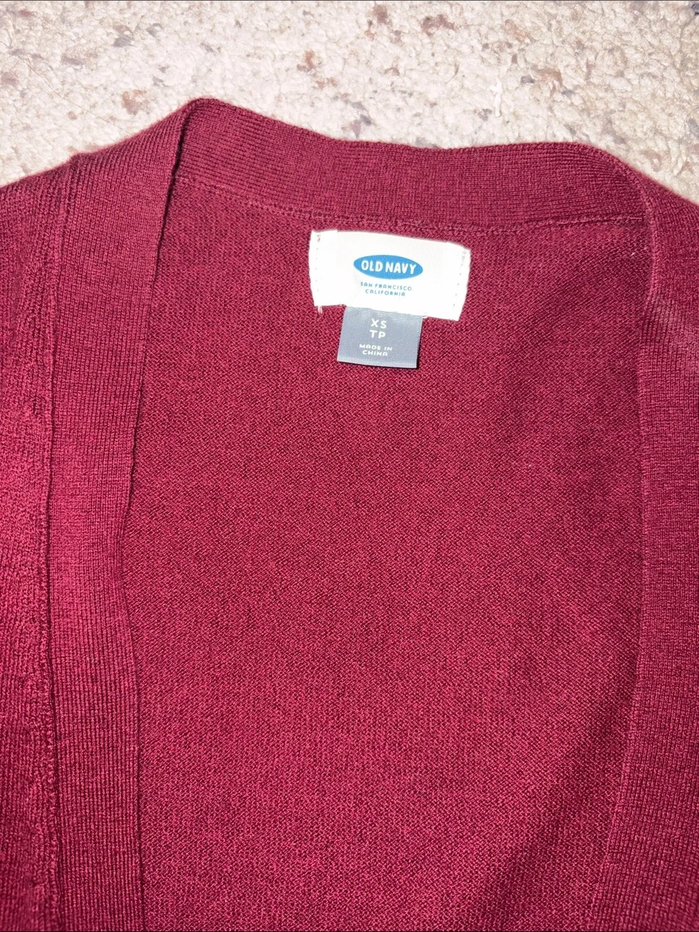 Women's Lightweight Button Cardigan Sweater - Burgundy - Picture 2 of 2